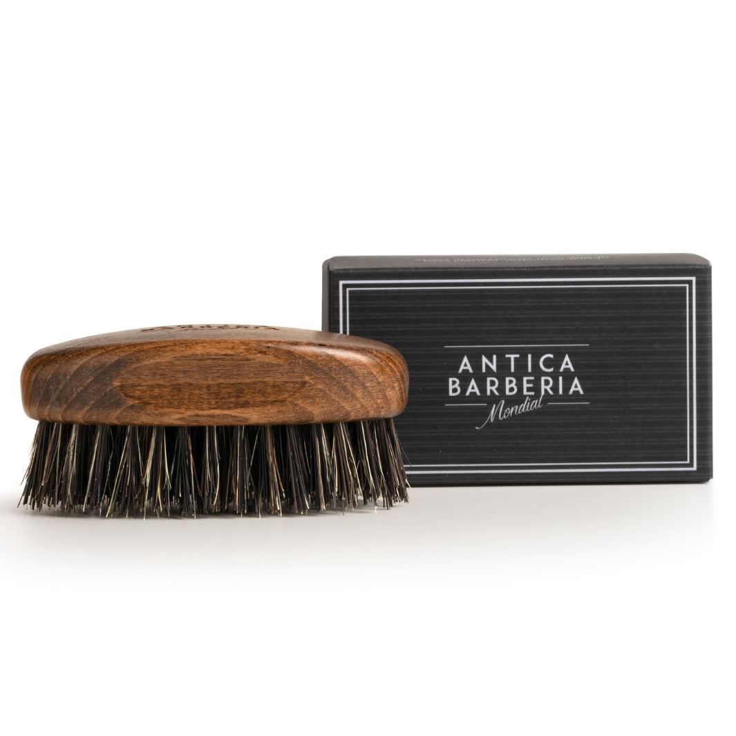 Beard Brush with Oval Barberia Handle Mondial Antica Mondial US – Barberia by Antica Wood