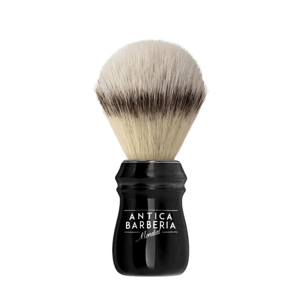 Professional Lathering Brush: Black Anodized Aluminum with Synthetic Silvertip
