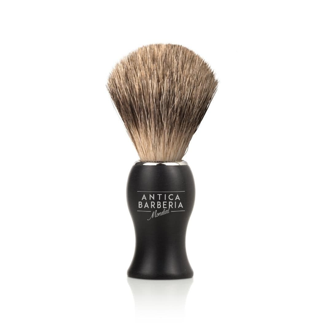 'Panther' Black Brushed Aluminum Lathering Brush with Best Badger Knot.